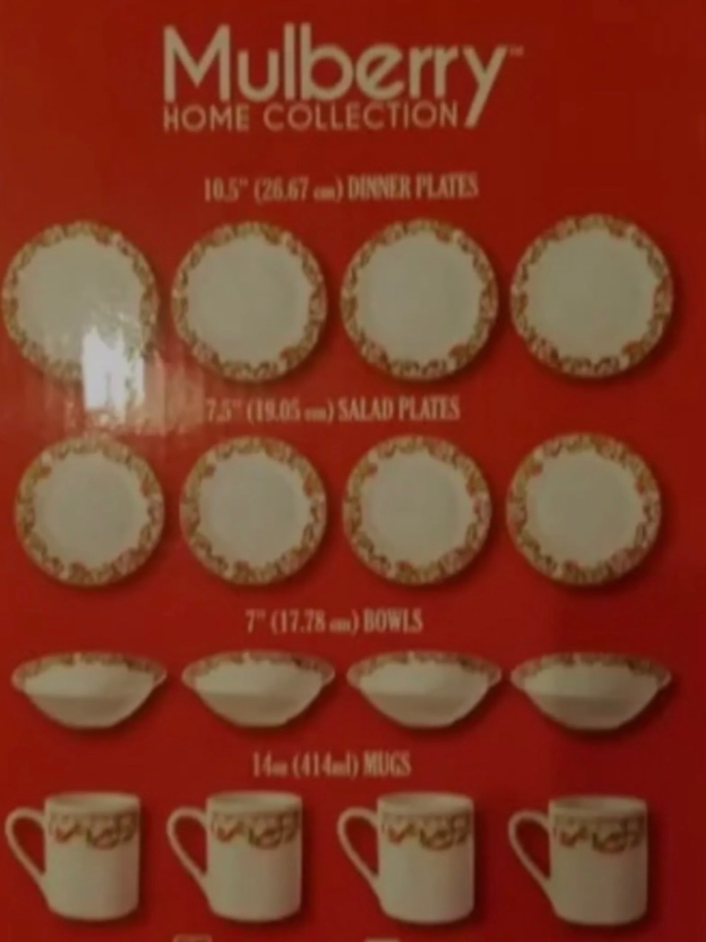 Mulberry Home Collection. Place Settings Of 4. Holly & Berries. Think Christmas.